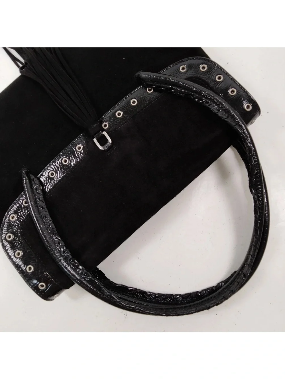 Dolce & Gabbana Black Suede Fringe Shoulder Bag